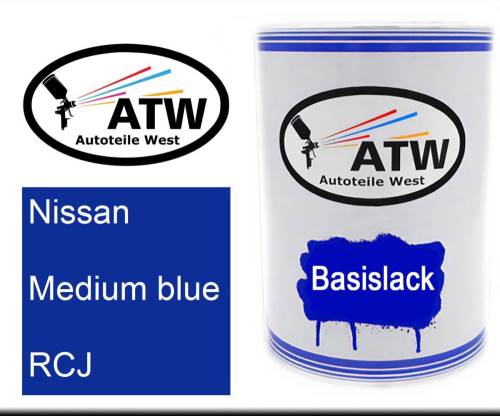 Nissan, Medium blue, RCJ: 500ml Lackdose, von ATW Autoteile West.